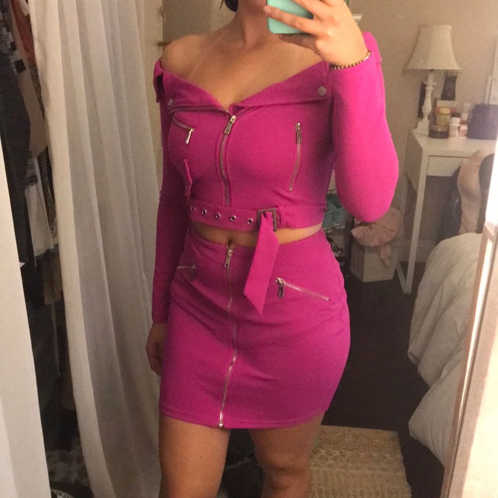 Hot pink skirt set